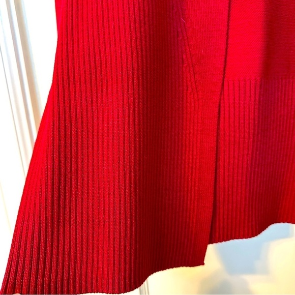 Judith Hart Cardigan Open Front Ribbed Holiday Red Sweater Silk Blend Size S - Picture 6 of 11